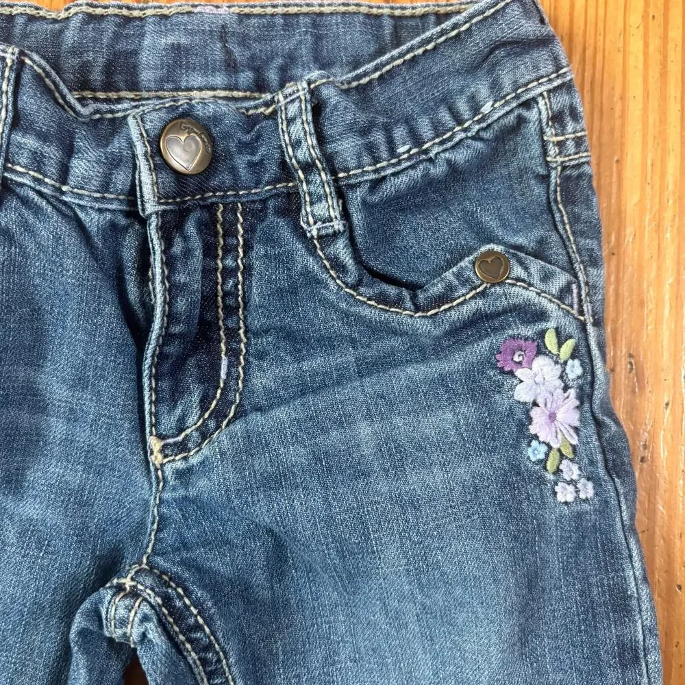Gymboree 90s‎ jean purple floral embroidered adjustable toddler jeans SIZE 3T